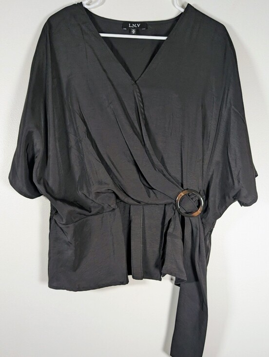 L.N.V. Tops - Black  Belted Women’s Top By L.N.V. 2x